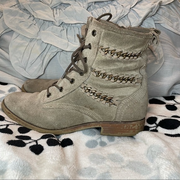 Lavorazione Artigiana Leather Lace Up Dessert Boots  metal chain detailing 8 - Picture 4 of 8